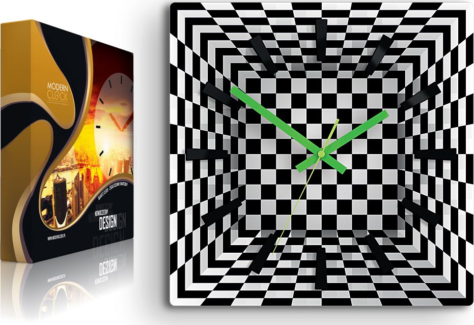 ModernClock ZEGAR ŚCIENNY ILLUSION 3D OBRAZ JAKOŚĆ CICHY