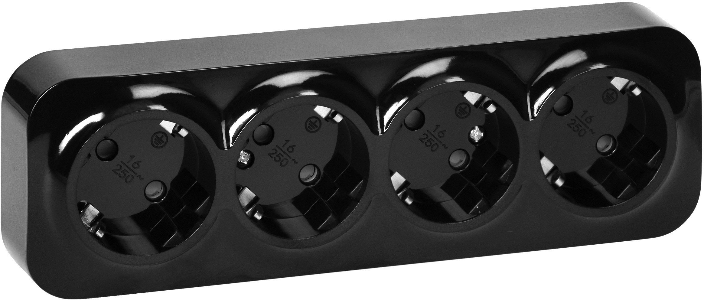 Gniazdo poczwórne ToDo 2P+Z Schuko IP20, 16A, 230V AC, czarny, 8 sztuk