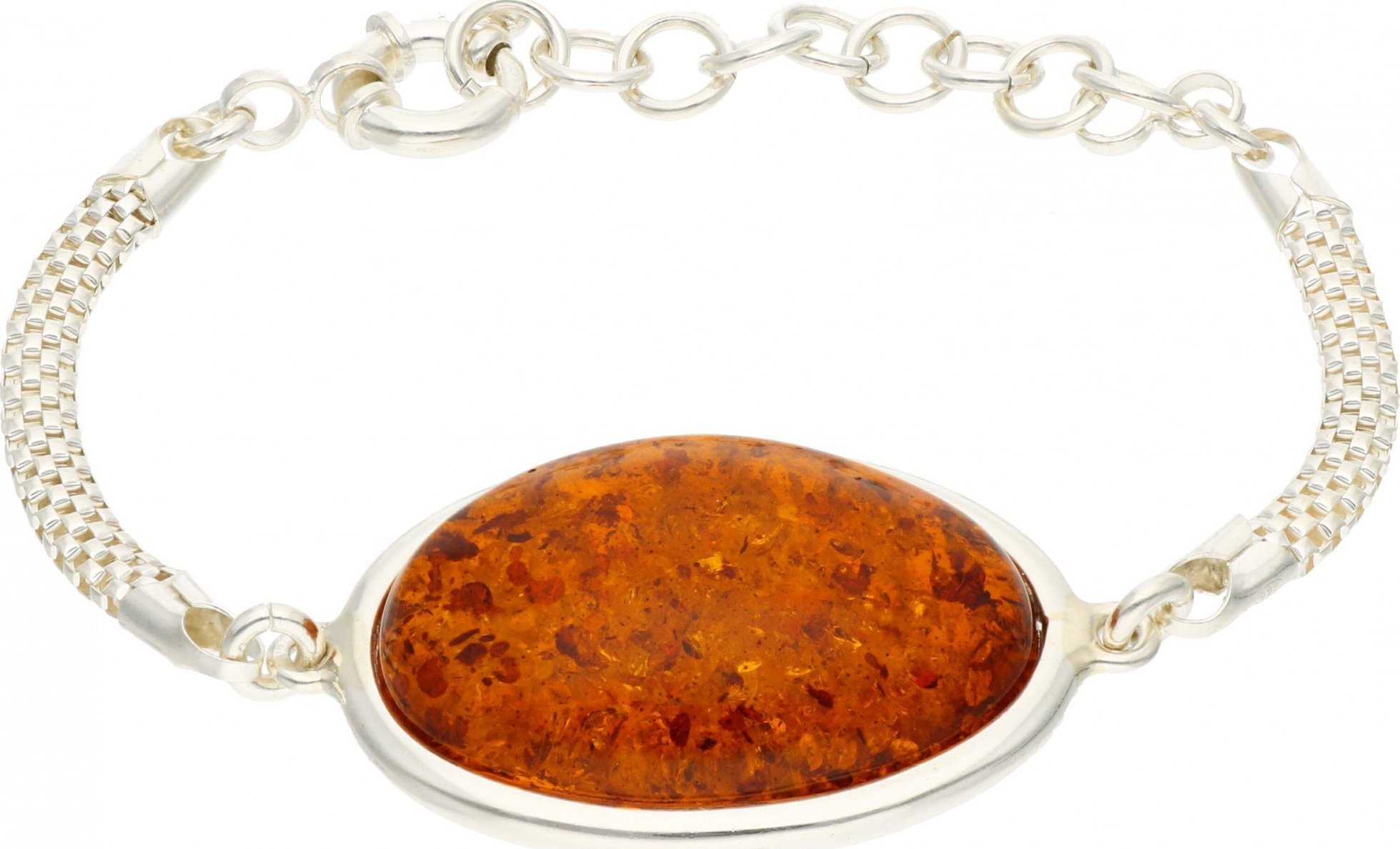 Rosanto Srebrna bransoleta z bursztynem bałtyckim 19 cm 925