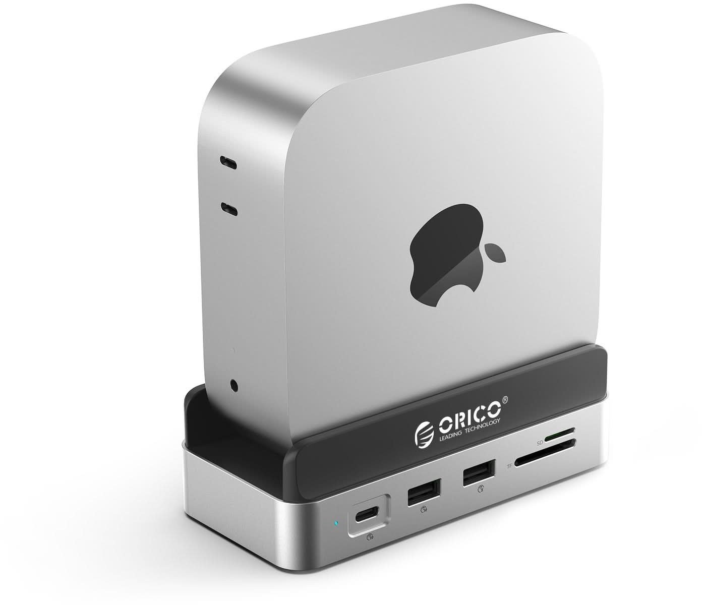 Stacja dokująca Orico Stacja dokująca do MacMini M4, USB-C 10 Gbps, z obudową M.2 NVMe, pionowa, metalowa
