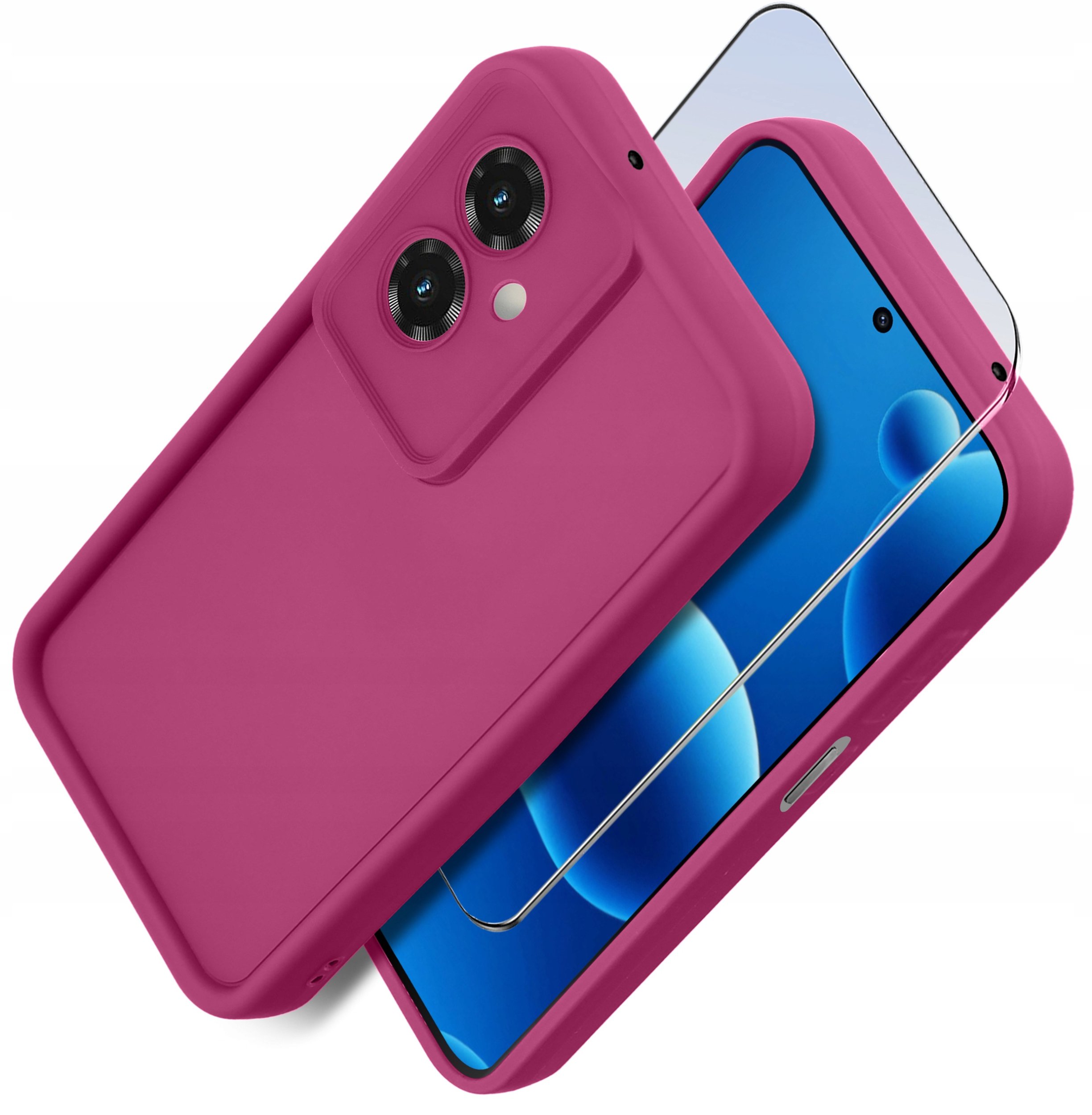 Etui do Motorola Moto G55 5G silikonowe MATOWE + Szkło ochronne na ekran 9H