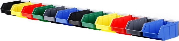 qBox Listwa do zawieszania pojemników warsztatowych, wym. listwy 930 x 60 mm - 12 pojemników (Listwa z pojemnikami)