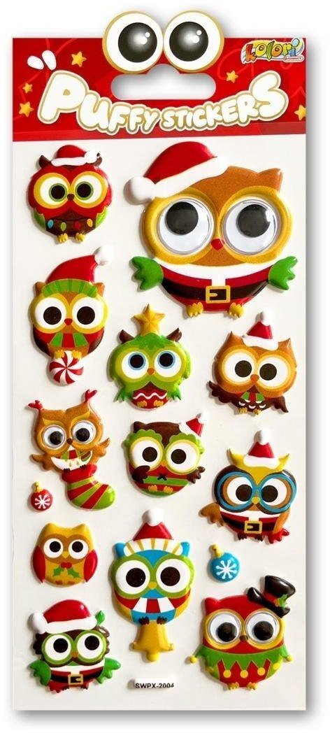 Naklejki puffy Christmas Owls