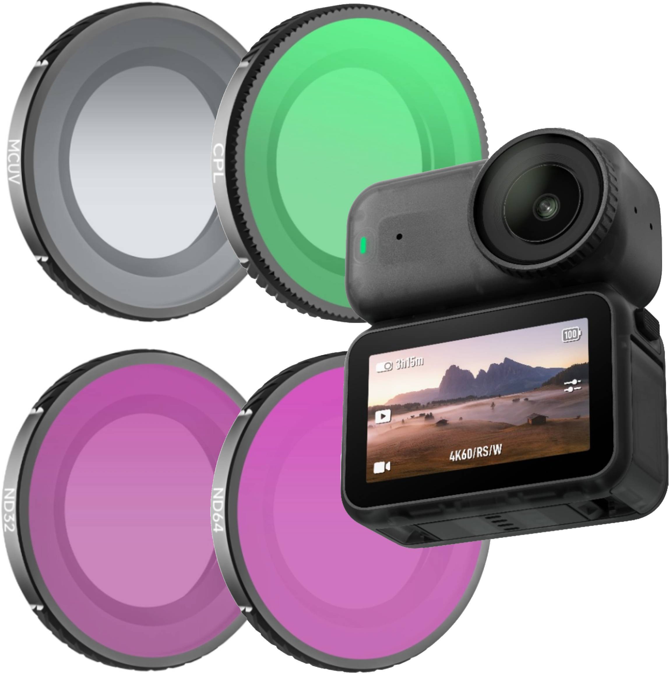 ZESTAW 4 FILTRÓW MIX DO KAMERY DJI OSMO NANO - MCUV / CPL / ND32 / ND64