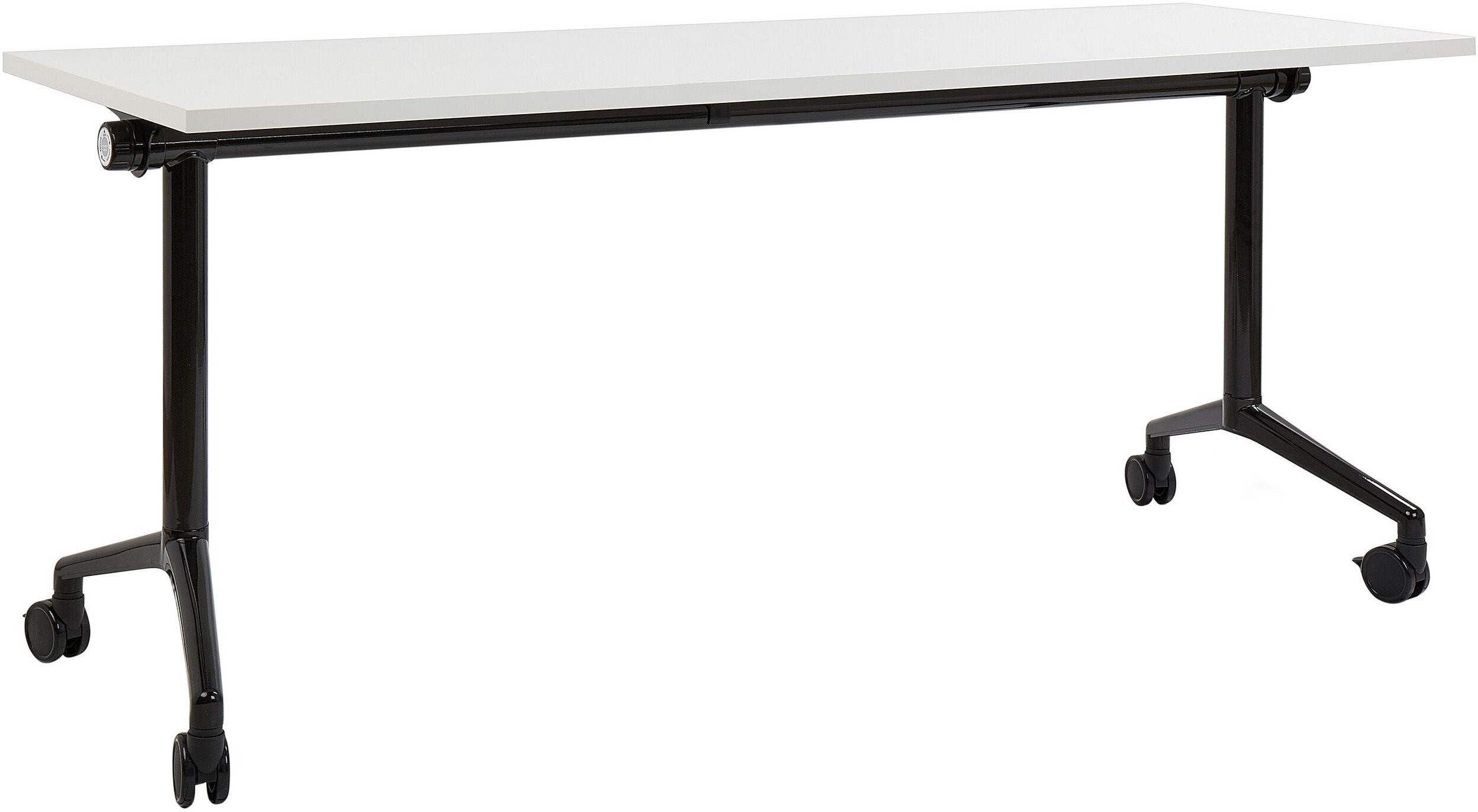 Biurko składane z kółkami 180 x 60 cm białe z czarnym CAVI