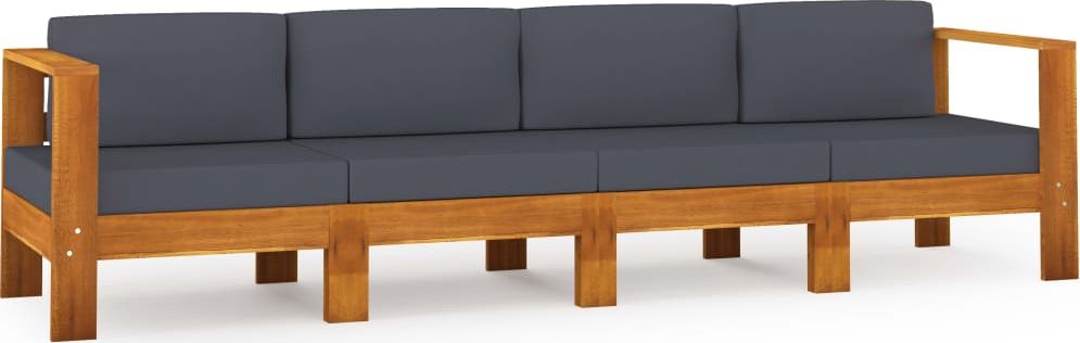 vidaXL 4-osobowa sofa ogrodowa z ciemnoszarymi poduszkami, akacja