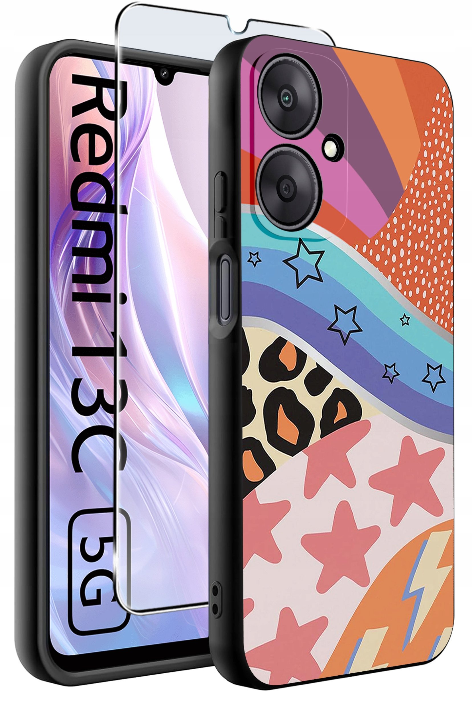 ETUI do Xiaomi Redmi 13C 5G WZORY |SILIKONOWE MATT CASE +SZKŁO HARTOWANE 9H