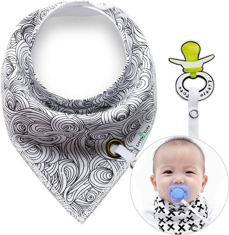 Modi Home Chusta / śliniak z zawieszką na smoczek wzór