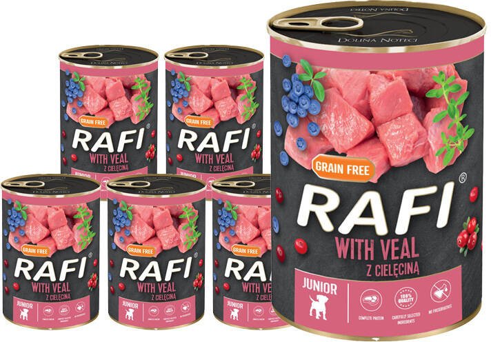 Mokra karma dla psa Rafi junior z cielęciną zestaw 6 x 400 g