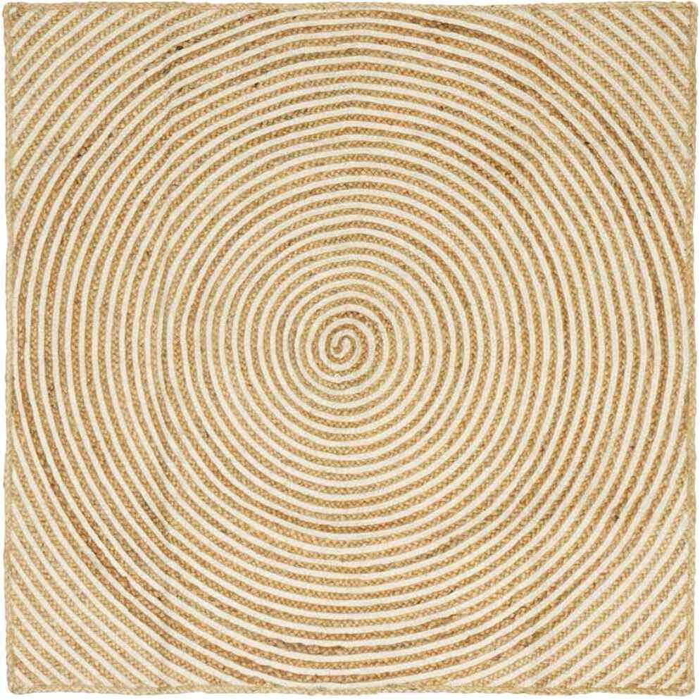 vidaXL Dywan Naturalny i biały 120 x 120 cm Juta