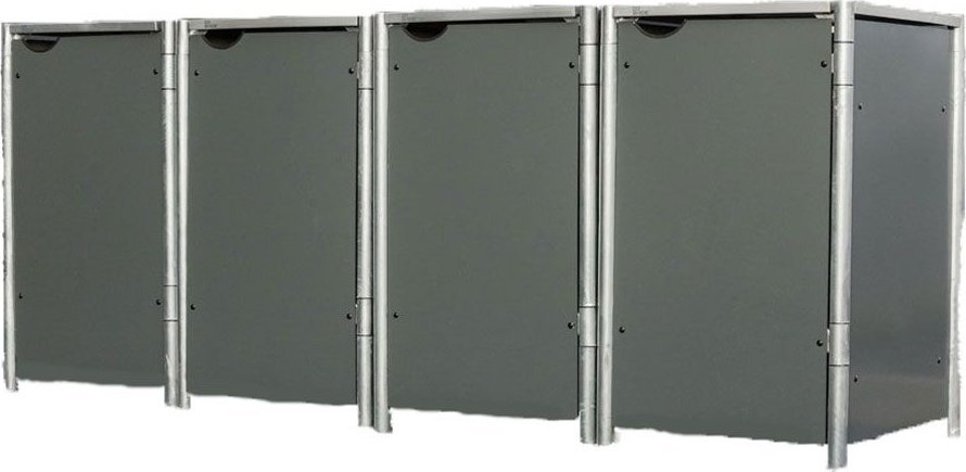 Hide Hide Metalowy pojemnik na śmieci na 4 pojemniki na śmieci 240 litrów Szary 81x279x115cm