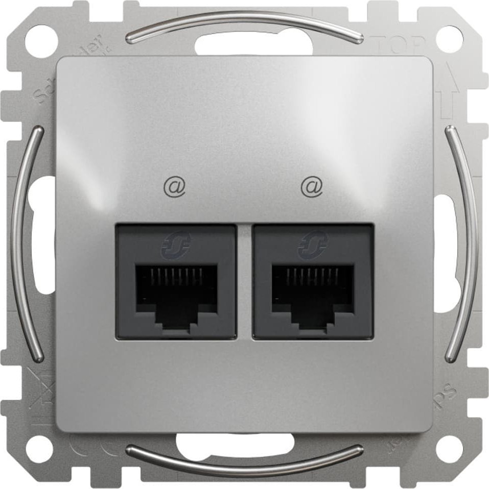 Schneider Electric Sedna Design Gniazdo komputerowe 2xRJ45 kat.6 UTP srebrne aluminium SDD113462