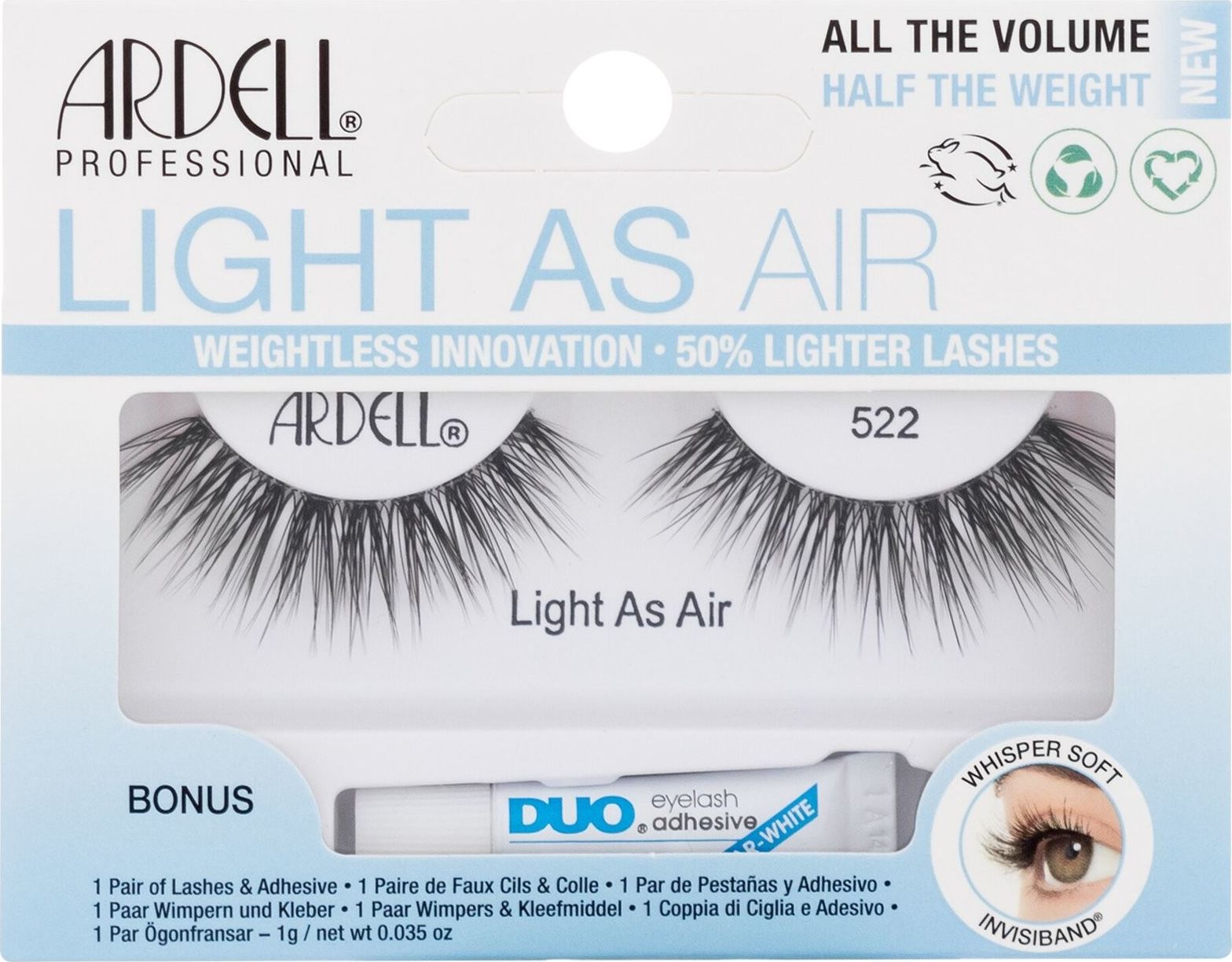 Ardell Ardell Light As Air 522 Sztuczne rzęsy 1szt Black zestaw upominkowy