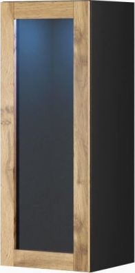 Cama Meble Witryna VIGO '90' szkło 90/35/32 czarny/dąb wotan