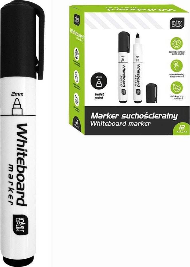 Interdruk Marker suchościeralny czarny (12szt)