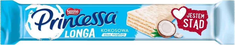 Nestle Princesso Longa Wafel przekładany kremem kokosowym oblany białą polewą 40 g
