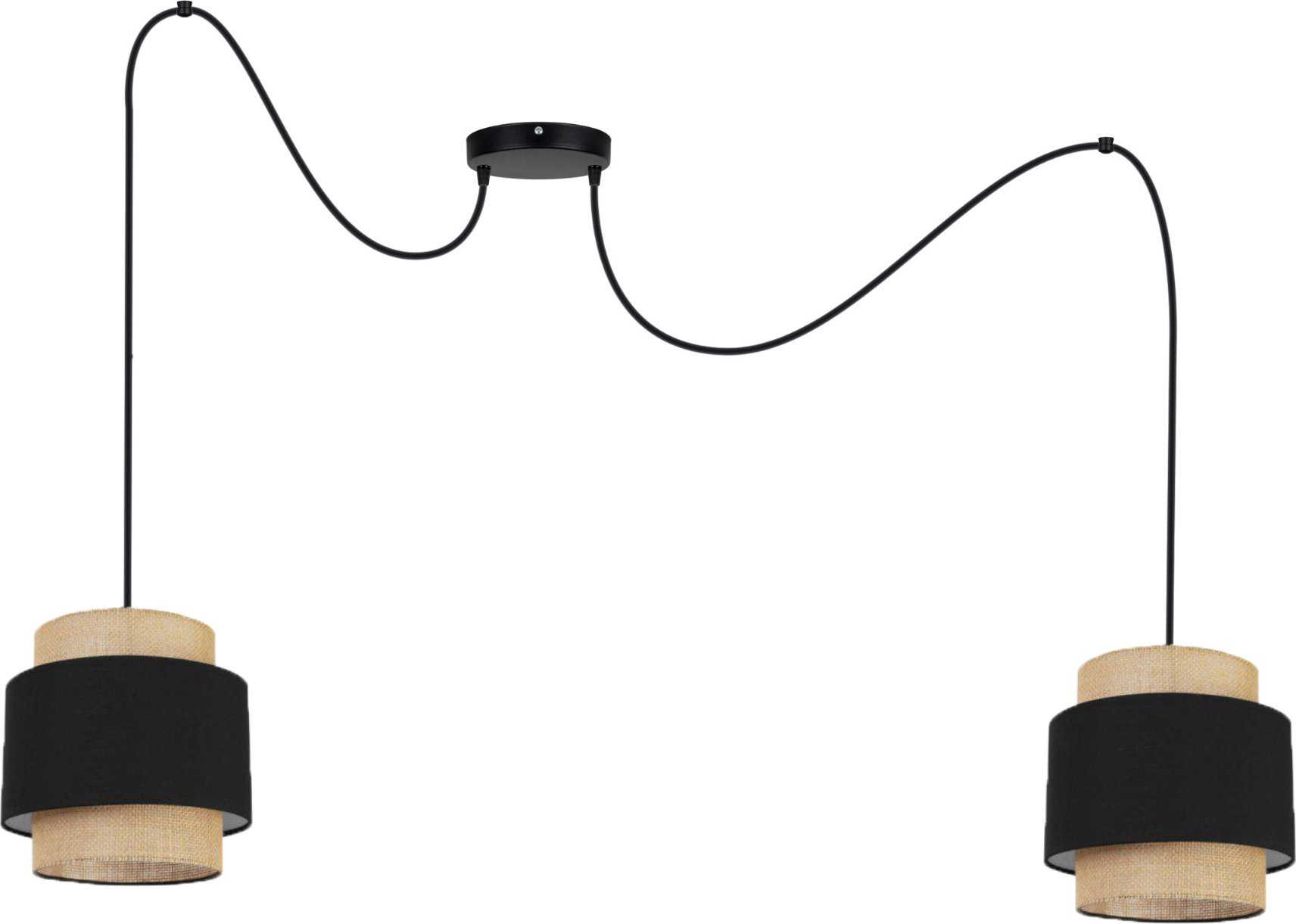 Lampa wisząca Solar Lampa wisząca sufitowa pająk BOHO len i czerń 2 żarówki