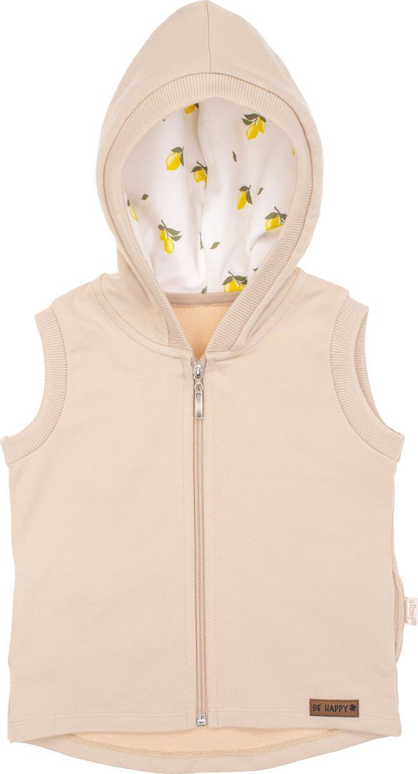 Kamizelka bezrękawnik dresowy dla dziewczynki beżowa Nicol Tola 86