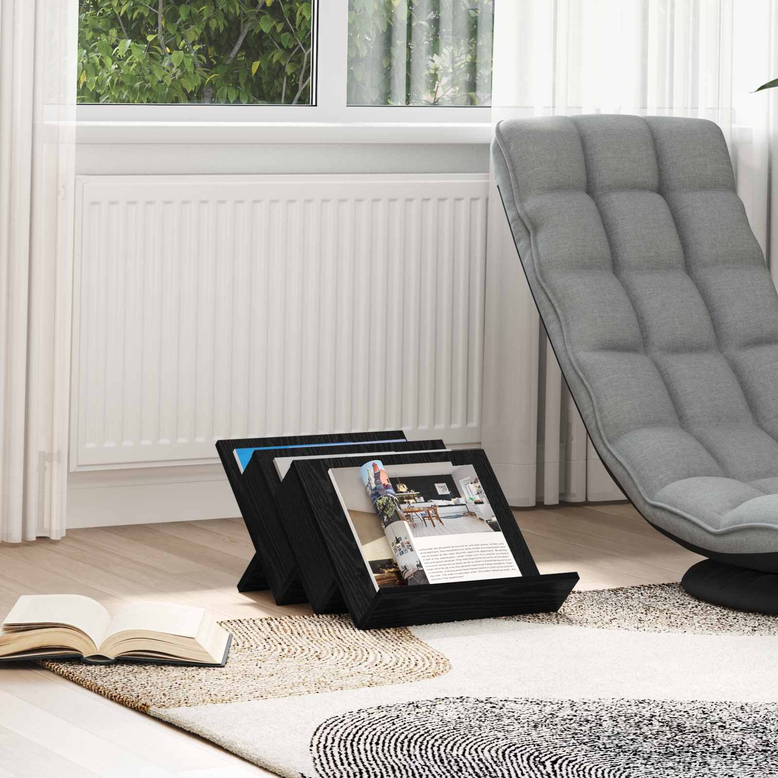 vidaXL Szafka boczna z półką w kolorze czarnego dębu, 57,5 x 40 x 42 cm