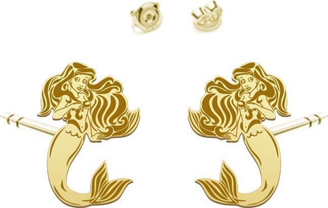MEJK Jewellery Kolczyki Syrenka srebro pozłacane