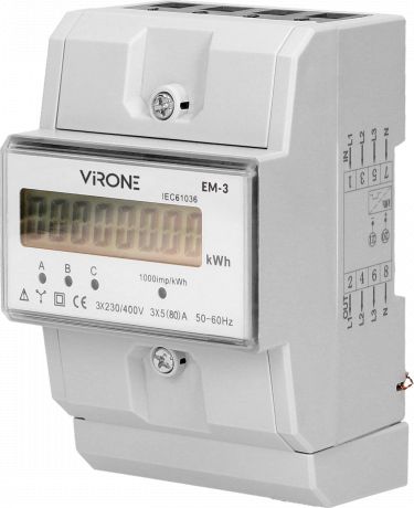 Orno ORNO 3-fazowy licznik energii elektrycznej, 80A, MID, 3 moduły, DIN TH-35mm EM-3