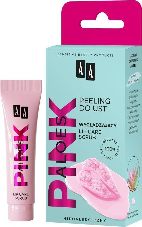 AA Aloes Pink wygładzający peeling do ust lip care scrub 10g