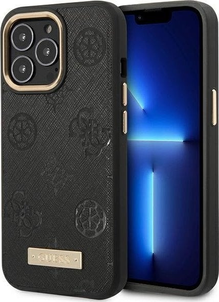 Guess Guess GUHMP14XSAPSTK iPhone 14 Pro Max 6.7" czarny/black hardcase Peony Logo Plate MagSafe