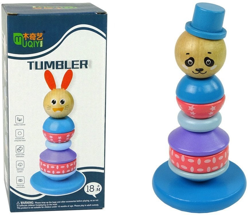 Drewniana Edukacyjna Piramidka Panda Balansująca Wieża LEAN Toys