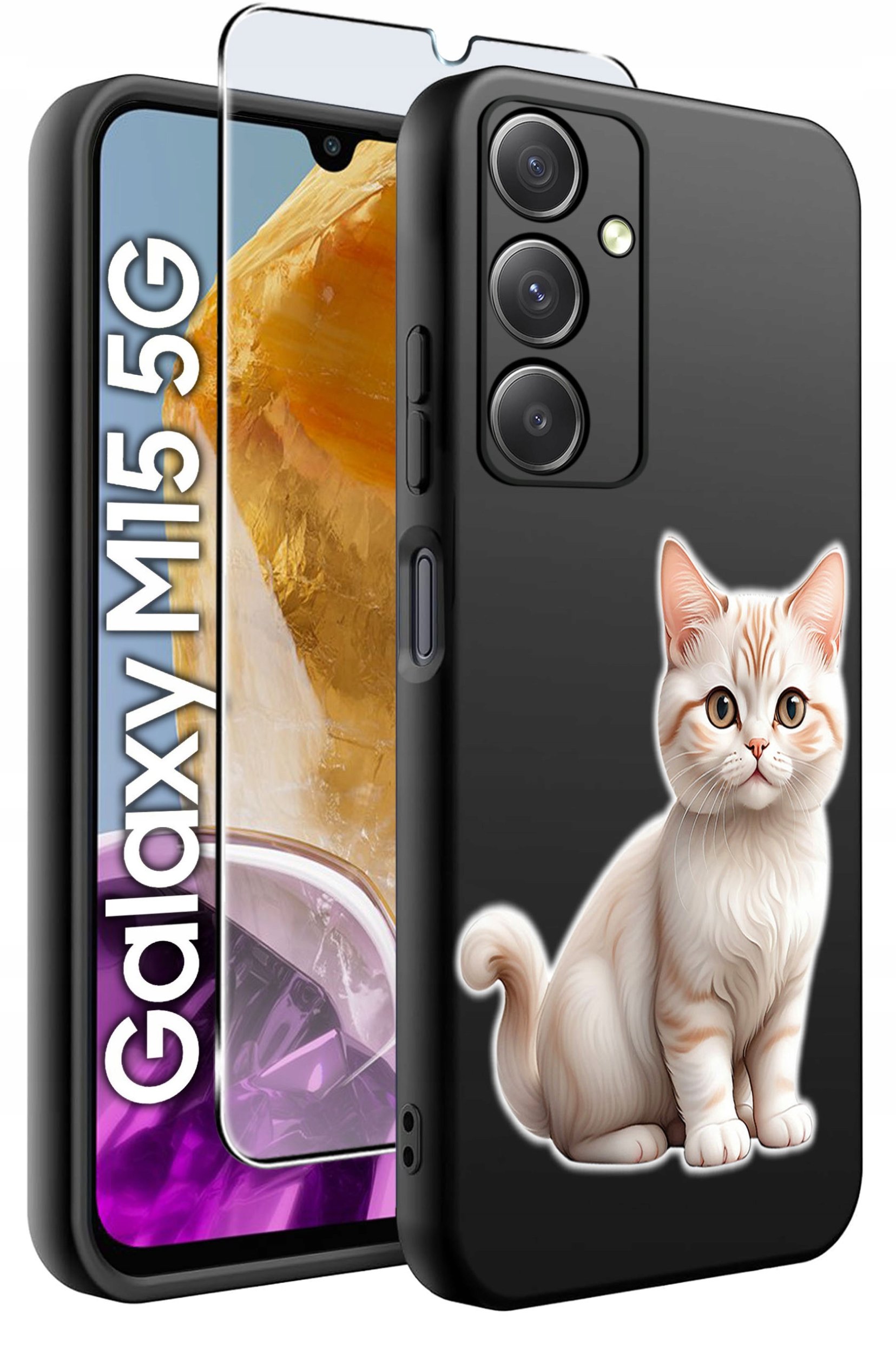 ETUI do Samsung M15 5G WZORY | SILIKONOWE MATT CASE + SZKŁO HARTOWANE 9H