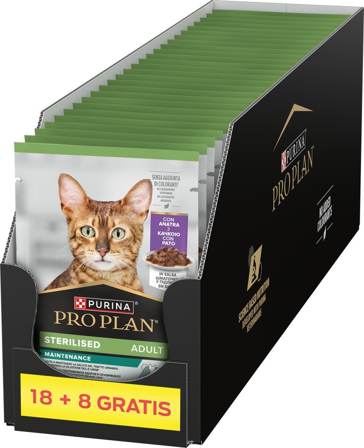 Purina Pro Plan Sterilised z kaczką dla kota 26x85g (18+8 GRATIS)