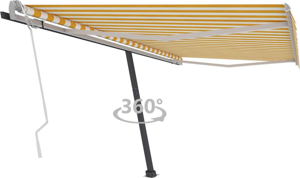 vidaXL Wolnostojąca, ręcznie zwijana markiza, 450x350 cm, żółto-biała