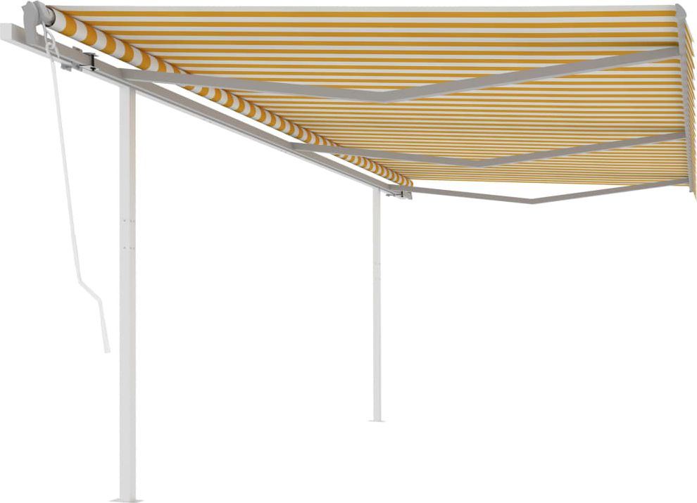 vidaXL Automatycznie zwijana markiza z słupkami, 6x3 m, żółto-biała