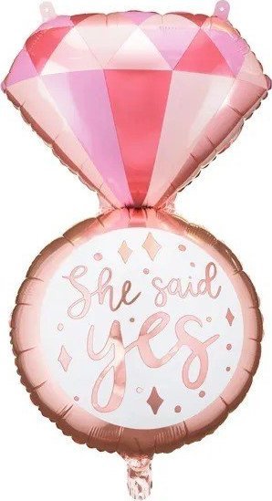 Balon foliowy pierścionek zaręczynowy różowe złoto