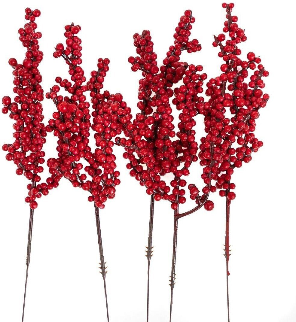 Gałązki z czerwonymi owocami 22cm 5szt