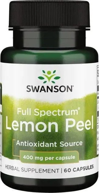 Swanson Swanson - Full Spectrum Lemon Peel, Skórka Cytryny, 400mg, 60 kapsułek