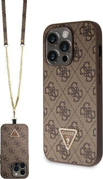 Guess Etui GUHCP14LP4TDSCPW Apple iPhone 14 Pro hardcase Crossbody 4G Metal Logo brązowy/brown