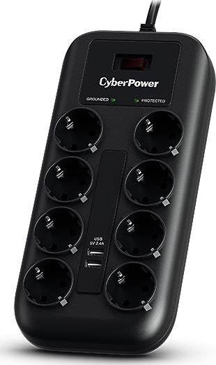 Listwa zasilająca CyberPower przeciwprzepięciowa 8 gniazd 1.8 m czarna (P0820SUF0-DE)