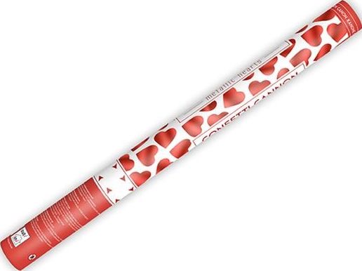 Party Deco Tuba strzelająca konfetti, czerwone serca, 60 cm uniwersalny