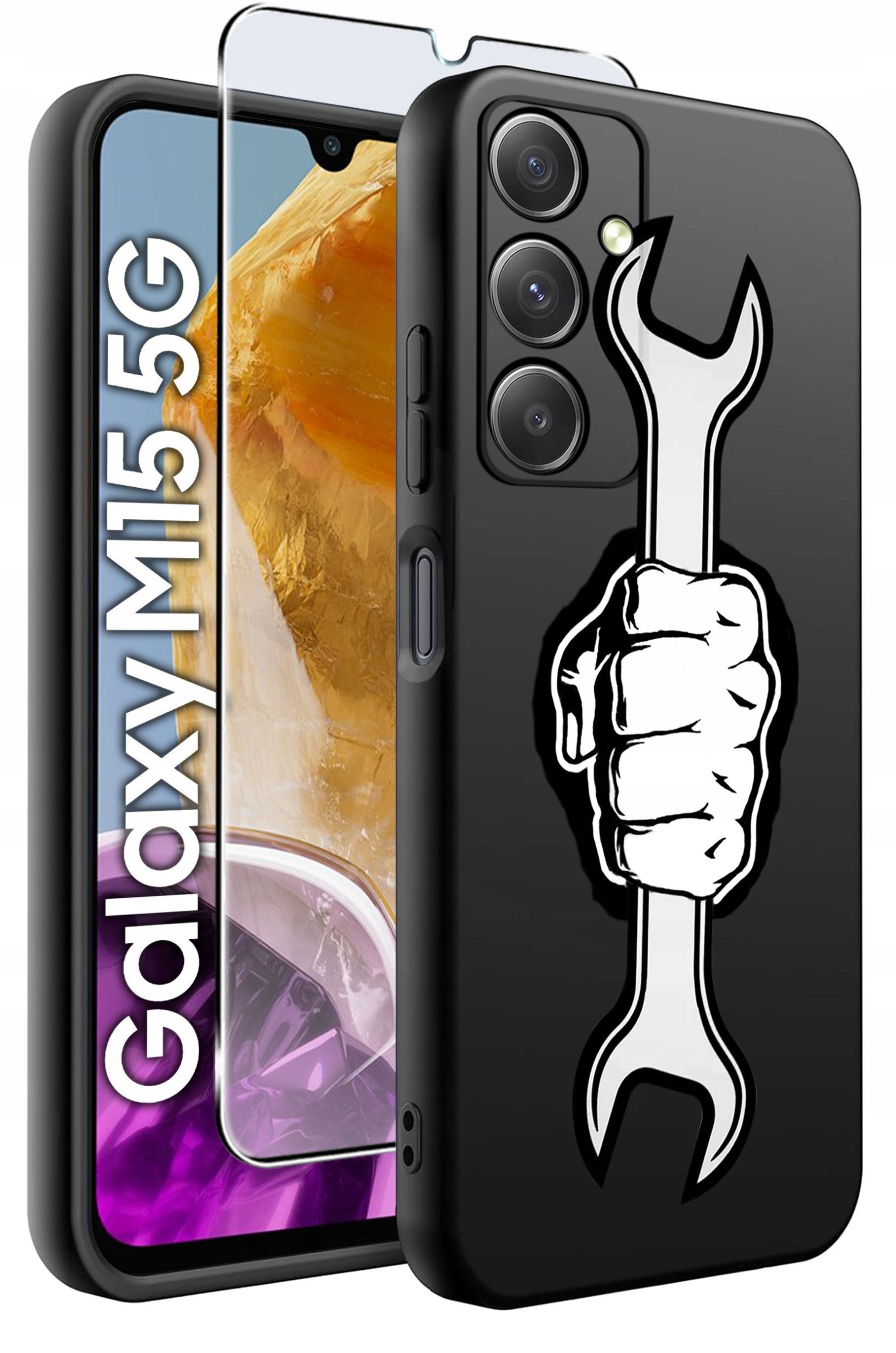 ETUI do Samsung M15 5G WZORY | SILIKONOWE MATT CASE + SZKŁO HARTOWANE 9H