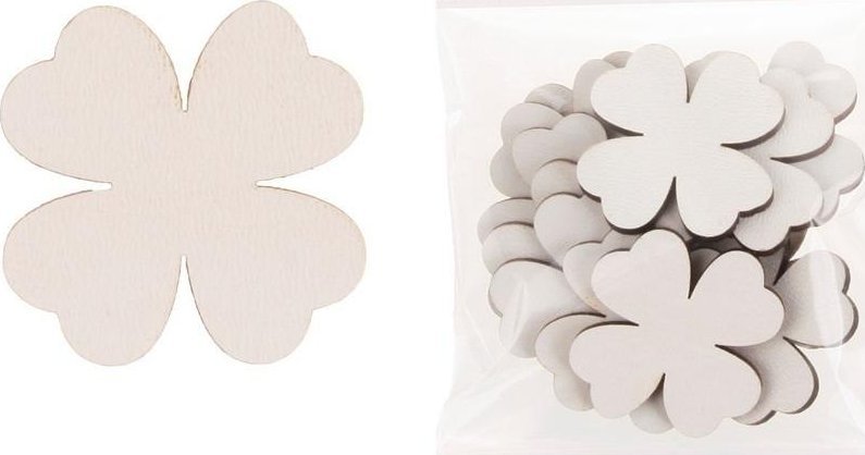 Dekoracja drewniana 12szt Koniczyna duża