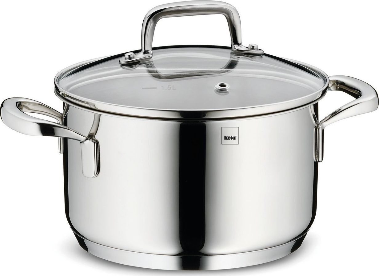 Kela Garnek z pokrywką Kela, stal nierdzewna/szkło, 1,6 l, śred. 16 x 10 cm