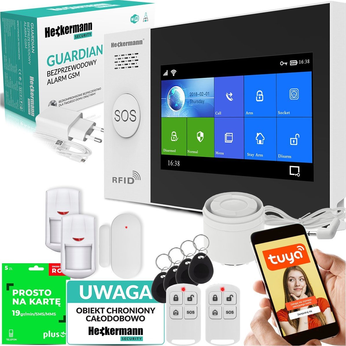 Heckermann Alarm GSM Heckermann Guardian V Tuya BOX + 1xPIR