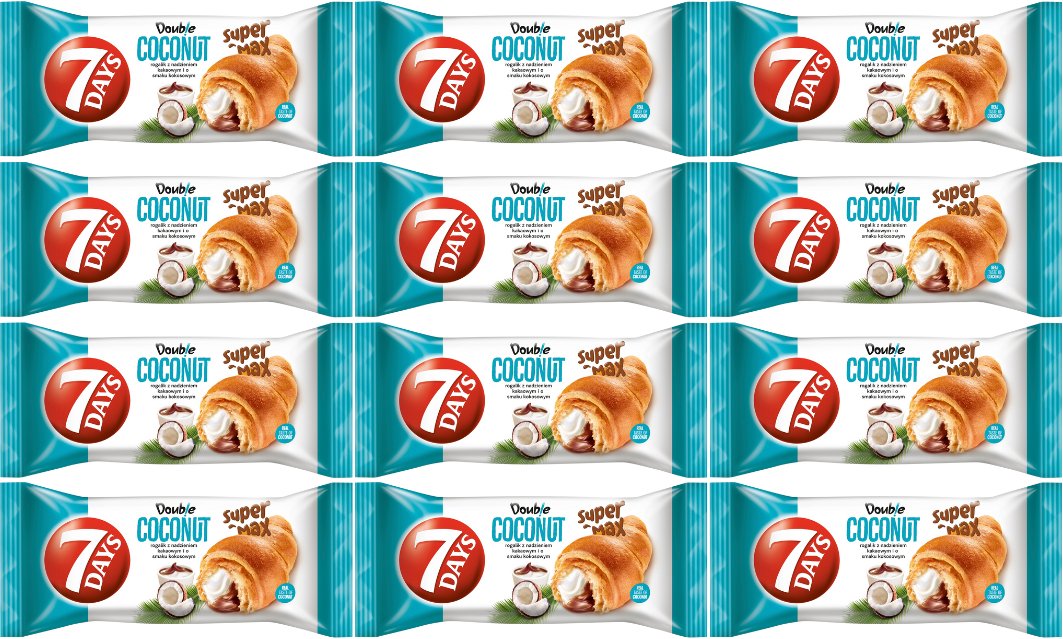 7 Days Doub!e Super Max Rogalik z nadzieniem kakaowym i o smaku kokosowym 110 g x 12 sztuk