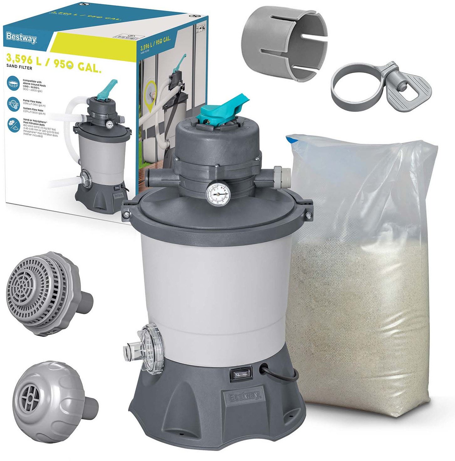 Bestway Pompa piaskowa 3028 L/h + Piasek 25kg Bestway