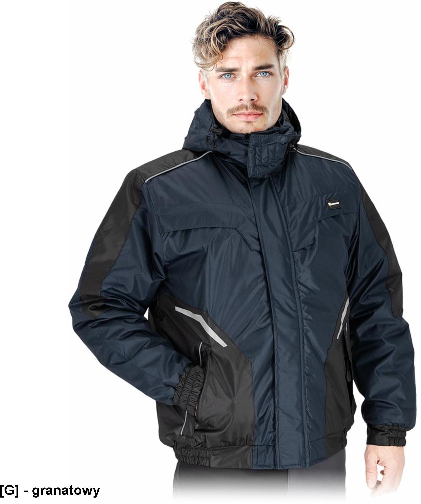 LH-ASTRAL-J - Kurtka ochronna ocieplana męska stójka odsuwany kaptur rękawy zakończone zapięciem na rzep elementy odblaskowe XL