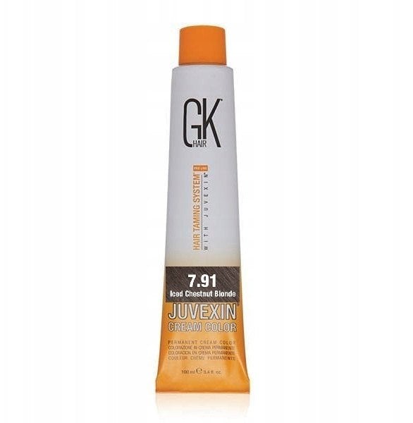 GK HAIR (Global Keratin) Global Keratin, Cream Colour, Permanent Hair Dye, 7.91 Iced Chestnut, 100 ml For Women