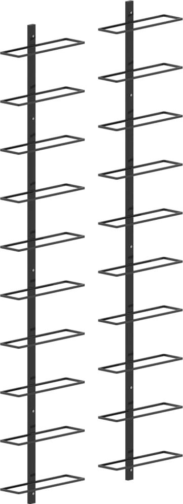 vidaXL Ścienne uchwyty na 20 butelek wina, 2 szt., czarne, metalowe