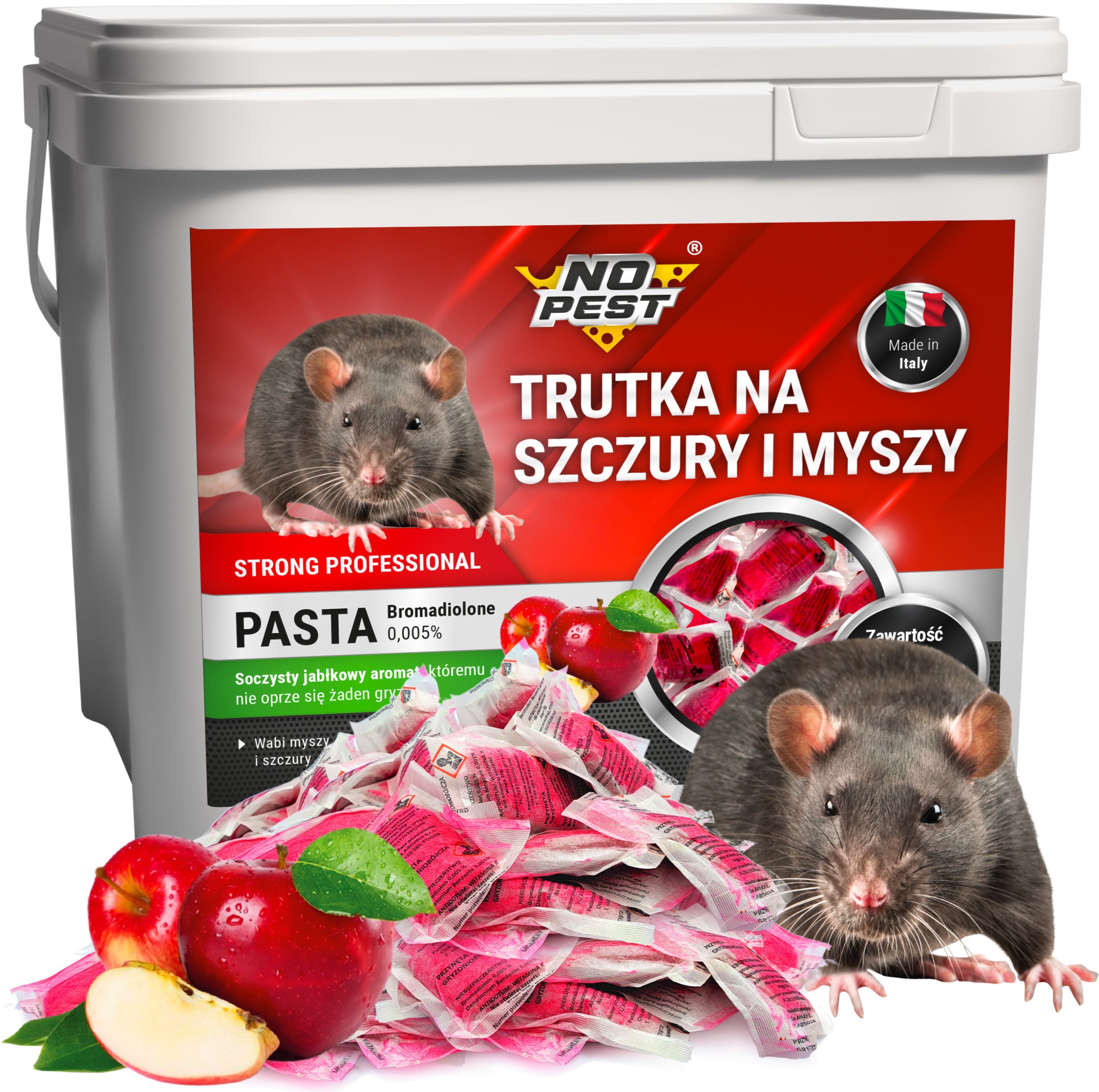 Trutka Trucizna Środek na Myszy Szczury Gryzonie 3kg Czerwona Kostka Bromadiolone Przeciw Myszom Szczurom