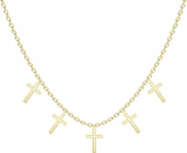 Radziszewska Jewellery Złoty Naszyjnik z Krzyżykiem Krzyż 925 Prezent ŻYCZENIA GRATIS