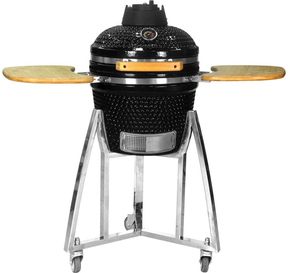 GRILL CERAMICZNY WĘGLOWY 16" Z POKRYWĄ I PÓŁKAMI BOCZNYMI